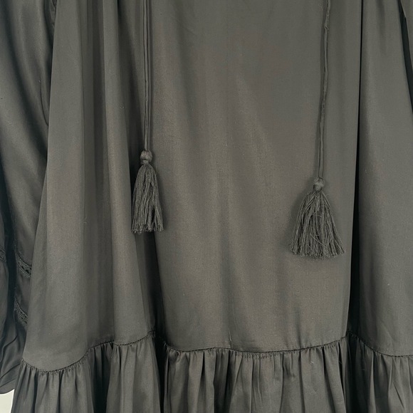 Cleobella Women's Black Bohemian Loose Fit Long Sleeve Tassel Tie Dress Size XS - Picture 7 of 10